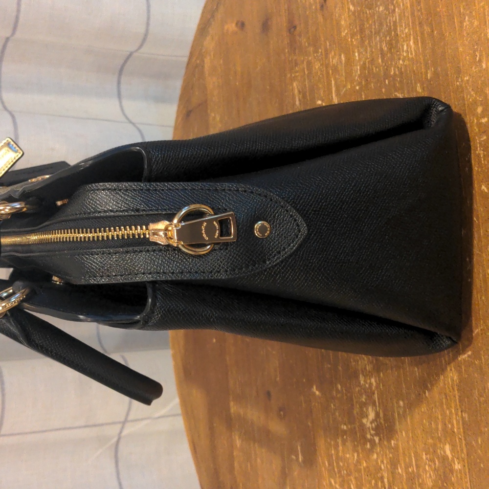 Coach Lillie Carryall Black Crossgrain Leather Satchel Crossbody Bag - Picture 5 of 13